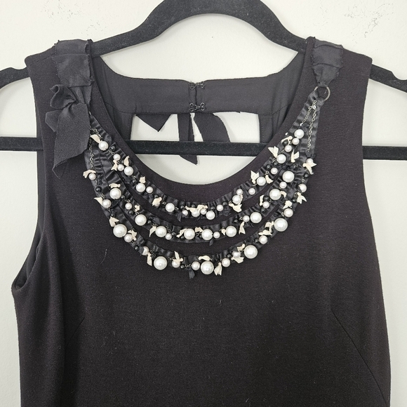 Rebecca Taylor black pearl embellished shift mini dress size 4 - Picture 4 of 10